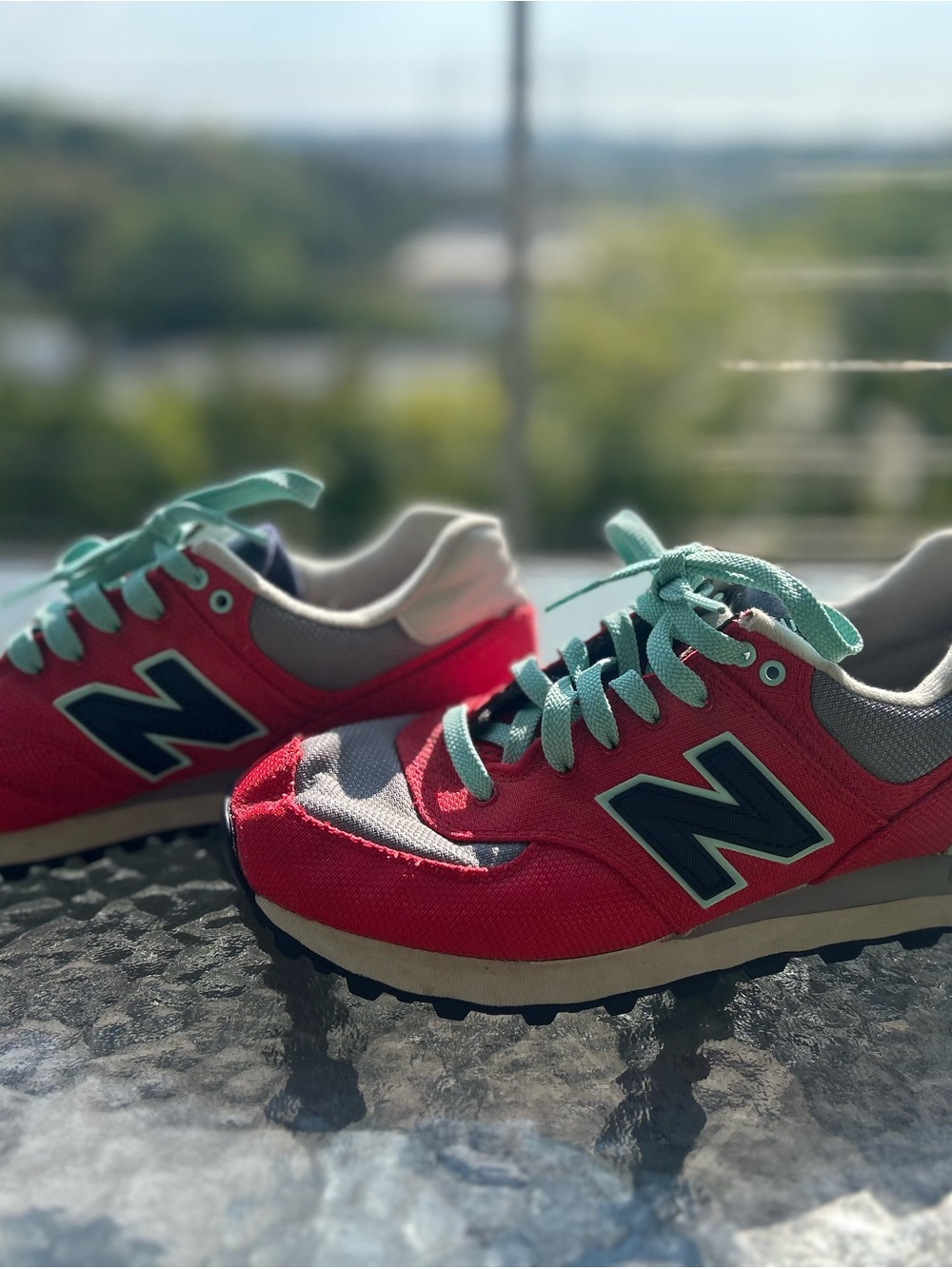 New Balance 574 Winter Harbor Red Navy Teal Sneakers Women’s 8.5